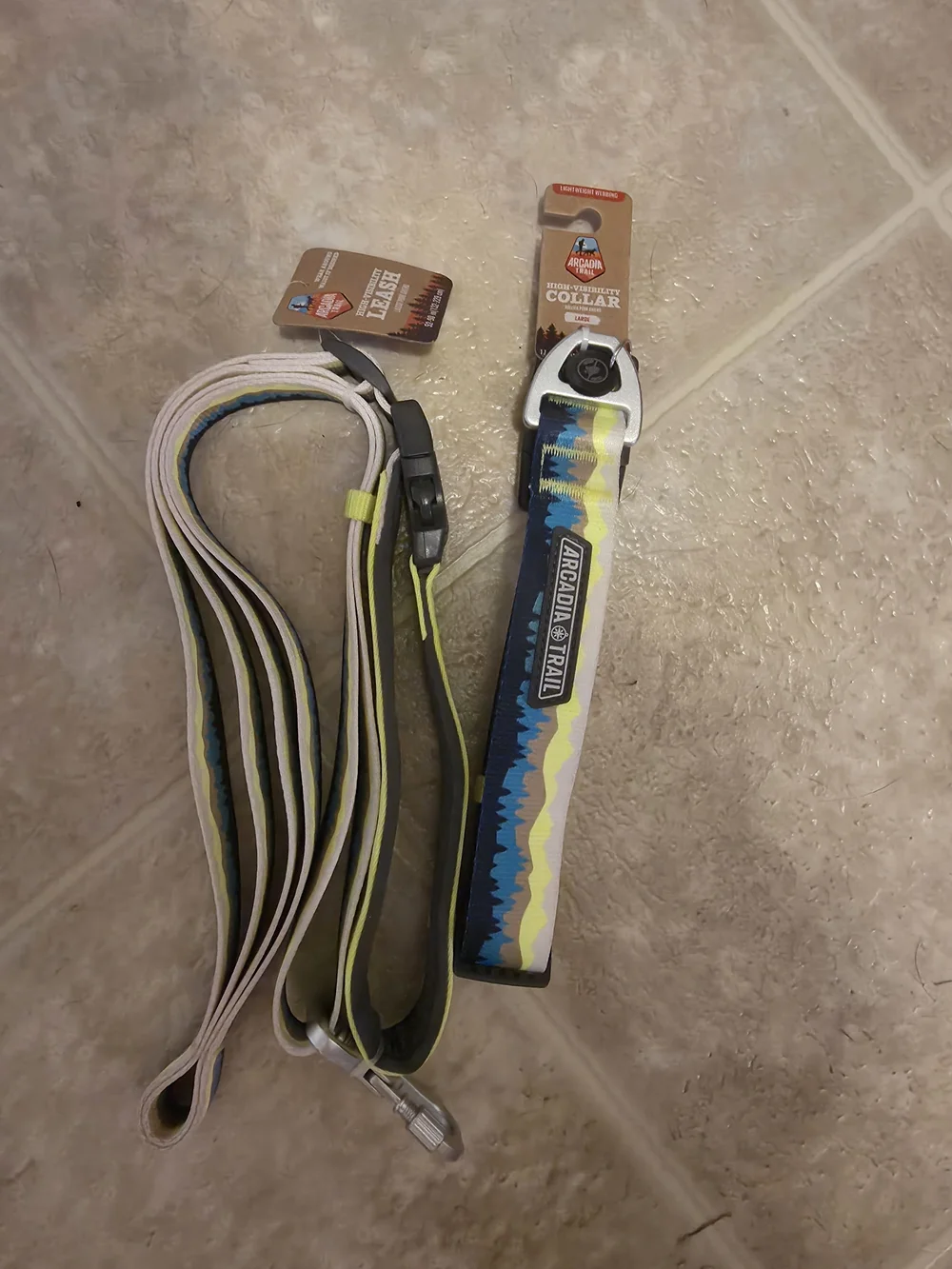 Arcadia Blue and Yellow Wave Pattern Collar & Leash Combo